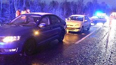 Dopravní nehoda na dálnici D6 u Karlových Varů. (29. 1. 2019)
