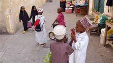 Stone Town je nejstarí ástí metropole Zanzibaru. Nkde tady malý Farrokh...