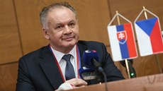 Slovenský prezident Andrej Kiska po pevzetí Velké zlaté medaile Masarykovy...