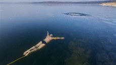Zamrzlé jezero Milada nedaleko Ústí nad Labem vyu�ili nejen k potáp�ní, ale i...