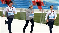 �e�tí tenisté Ji�í Lehe�ka a Tomá� Machá� si zab�hli sprinterský závod proti...