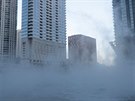 Pára nad zmrzlou ekou Chicago ve stejnojmenném mst v USA. (30. ledna 2019)