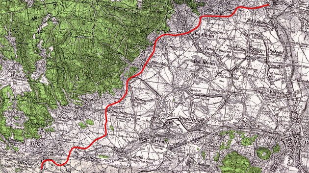 Mapa trati 12k, seku Litvnov - Jirkov