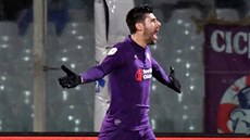 Marco Benassi z Fiorentiny slaví gól proti AS ím.