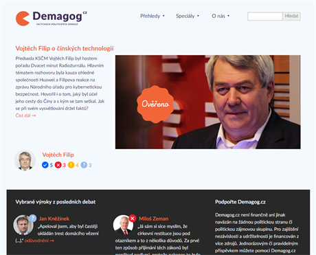 Demagog.cz dlouhodob sleduje vroky politik