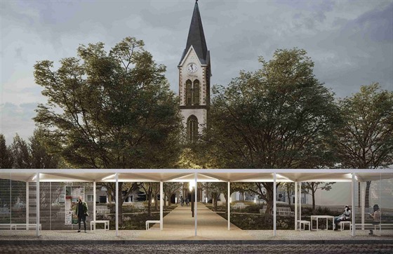 Vizualizace Lípového náměstí podle návrhu Michala Rouhy.