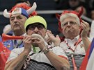 etí fanouci v Ostrav povzbuzují domácí tenisty v utkání Davis Cupu proti...