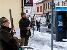 Na námstí v eském Brod lovila v nedli skupina myslivc pemnoené divoké...