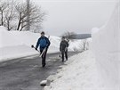 Sníh se drží zejména na horách, snímek je z Moldavy na Teplicku