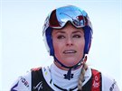 Lindsey Vonnová v cíli po pádu v superobím slalomu na mistrovství svta v Aare.
