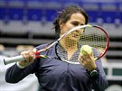 Conchita Martínezová bhem tréninku na Fed Cup v Ostrav.