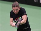 Simona Halepová na tréninku v Ostrav.