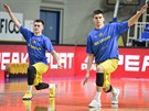Václav Bujnoch (vpravo) a Luká Bukovjan z Opavy se rozcviují ped zápasem...