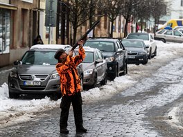 Na námstí v eském Brod lovila v nedli skupina myslivc pemnoené divoké...