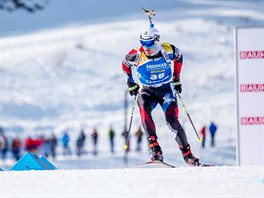 esk biatlonista Michal Krm na trati zkrcenho vytrvalostnho zvodu v...