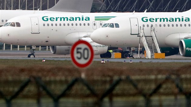 Letadlo nmeck leteck spolenosti Germania na berlnskm letiti Tegel (5. nora 2019)