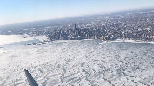 Polární vír (vortex) v americkém mst Chicago (30.1.2019)