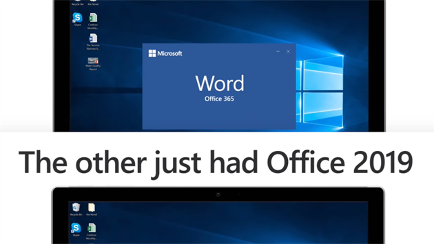 „Jedno dvojče mohlo využít inteligentní funkce Wordu díky Office 365, druhé mělo jen Office 2019.“