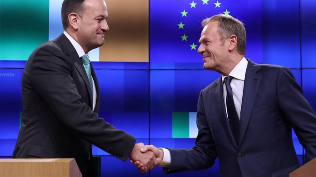 Irsk premir Leo Varadkar a f Evropsk rady Donald Tusk na setkn v Dublinu (6.2.2019)