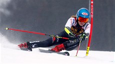 Mikaela Shiffrinová na trati ob�ího slalomu v Mariboru.