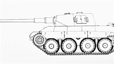 Stední tank PzKpfw V Panther se po pezbrojení na dlouhou acht-acht mohl stát výkonným základem nmecké Panzerwaffe. Zde na 3D modelu ve he World of Tanks.