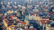 Velké náměstí s Bílou věží v Hradci Králové (5. února 2019)