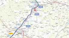 Zákres dálnice d55, úseky Otrokovice obchvat JV, Napajedla - Babice a Babice -...