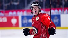 Samuel Fagemo ze �védské Frölundy slaví gól ve finále Ligy mistr�.