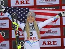 Amerianka Lindsey Vonnová se raduje z bronzové medaile, kterou vybojovala v...