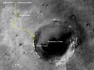 Pohled na cestu vozítka Opportunity od kráteru Eagle a ke kráteru Endeavour