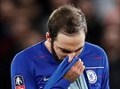 Gonzalo Higuaín z Chelsea smutný po inkasovaném gólu