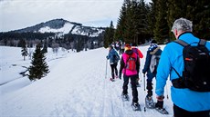 Turisté li podél podél Hamerského potoka k vrchu Antýgl.