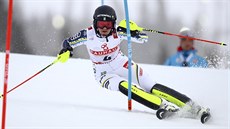 Anna Swennová Larssonová v prvním kole slalomu na mistrovství svta v Aare.