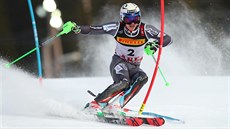 Henrik Kristoffersen v prvním kole slalomu na mistrovství svta v Aare.