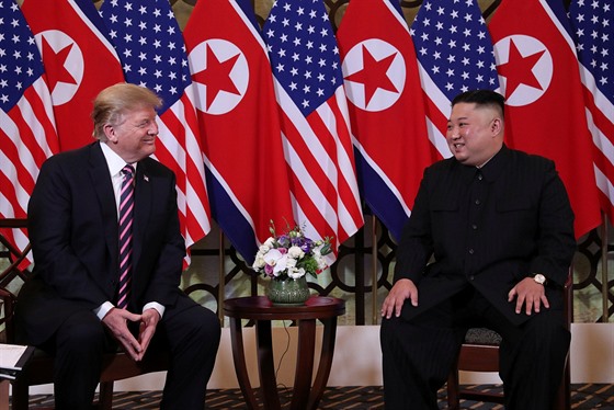 Americký prezident Donald Trump na setkání se severokorejským vdcem Kim...