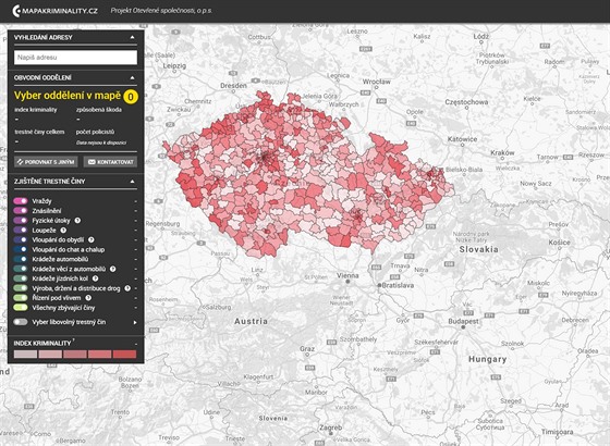 Mapa kriminality Policie R