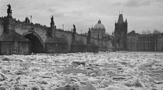 Tuhá zima dokáe udlat z Vltavy u Karlova mostu ledové pole.