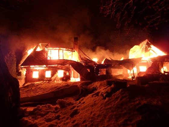 Poár chalupy pod Janovými boudami v Krkonoích (22. 2. 2019)