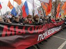 Lidé v Moskv pochodem uctili památku opoziního politika Borise Nmcova,...