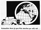 Reklama na automobily znaky Aero z roku 1934. Krom malých typ Aero 10 HP, 18...