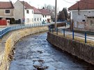 Říčka Brodečka tekoucí na Prostějovsku se dostala na stav sucha (snímek z obce...