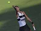 Petra Kvitová servíruje na turnaji v Dubaji.