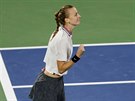 Petra Kvitová se raduje bhem semifinále na turnaji v Dubaji.