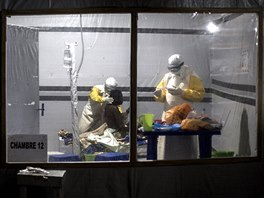 Zdravotníci v Butembu oetují pacienta, u nho je podezení na ebolu. Nemoc...