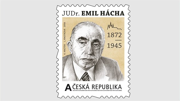 Známka s Emilem Háchou