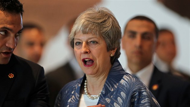 Britská premiérka Theresa Mayová na summitu EU-LAS v egyptském Šarm aš-Šajchu (24.2.2019)
