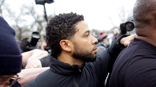 Jussie Smollett po proputn na kauci (Chicago, 21. nora 2019)