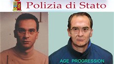 Matteo Denaro na poslední fotce, kterou policie má (vlevo), a na poítaové...