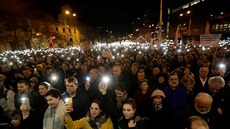 Shromádní k prvnímu výroí vrady slovenského novináe Jána Kuciaka a jeho...