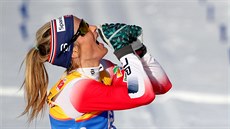 Norská běžkyně na lyžích Theresa Johaugová se raduje z titulu mistryně světa v...
